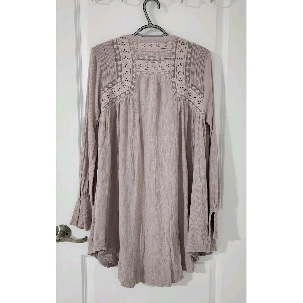 FREE PEOPLE Courtney Victorian Shirt Dress Eyelet Lace High‎ Low Boho Size S - Picture 8 of 14